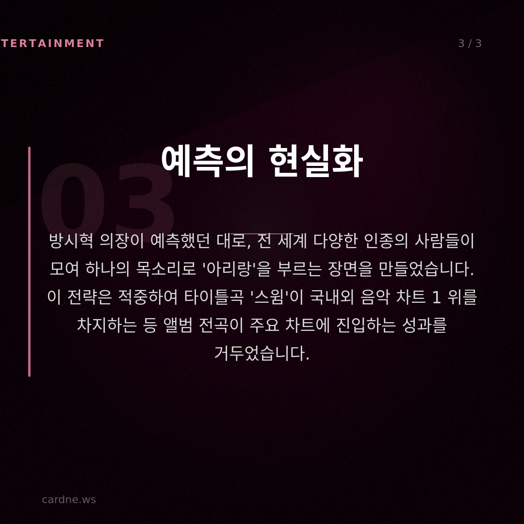 방시혁 의장 예언, 아리랑 떼창으로 — 슬라이드 4