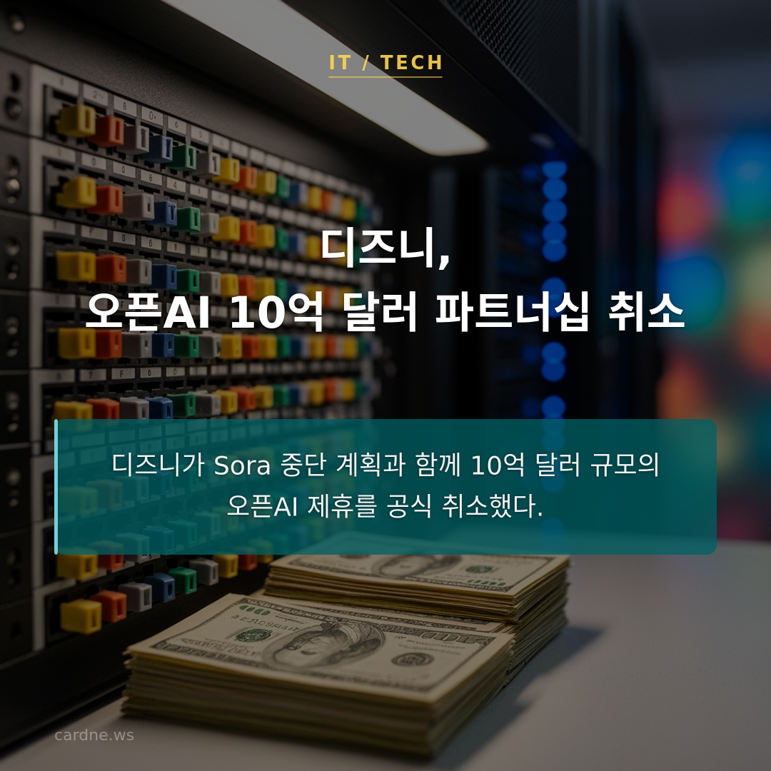 디즈니, 오픈AI 10억 달러 파트너십 취소