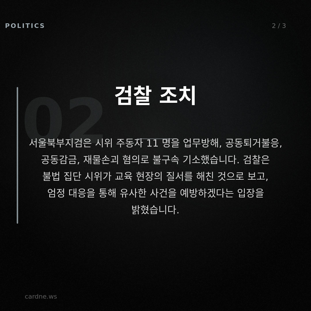 동덕여대 시위 학생 11 명 기소 — 슬라이드 3